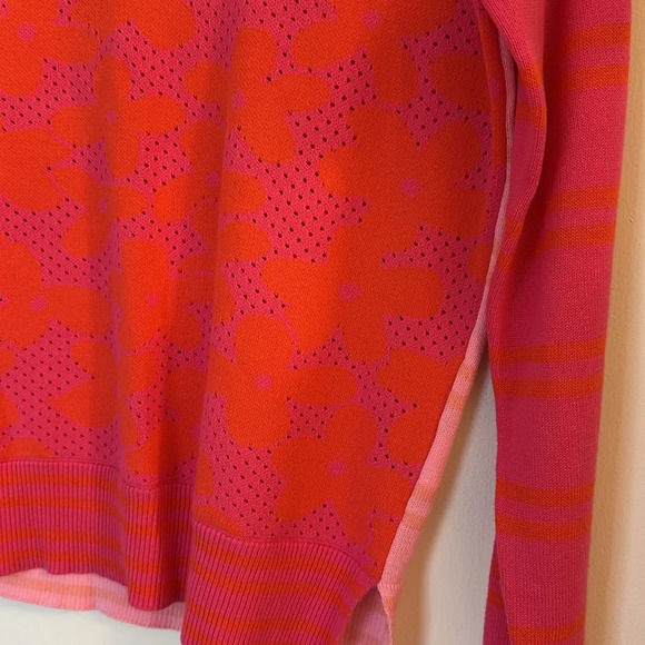 Zaket & Plover Sweater pink orange floral stripe size XS - Picture 2 of 6